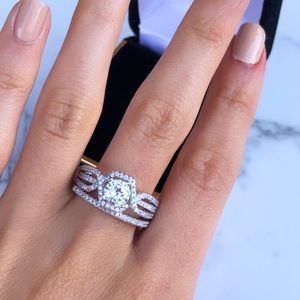 14k white gold plated sterling silver ring